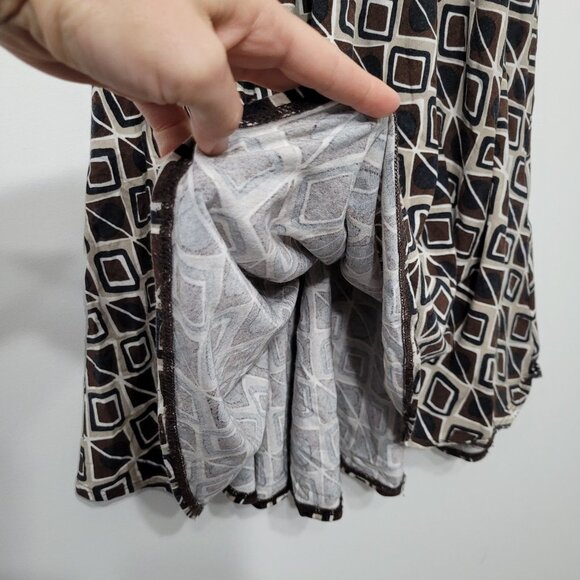 Planet Brown Geometric Print Fit and Flare Midi Dress Adjustable Spaghetti Strap - Picture 7 of 12